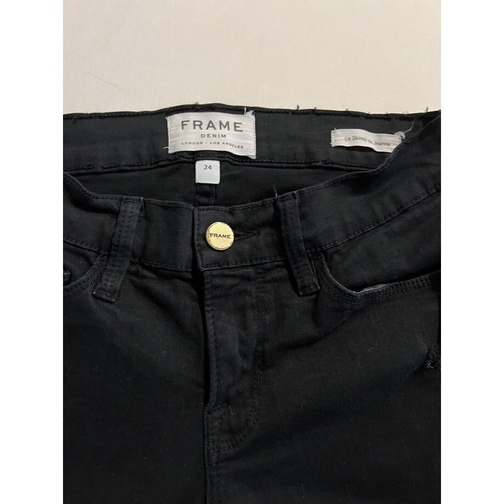 Frame Denim Black Jeans Le‎ Skinny De Jeanne Size 24 Distressed